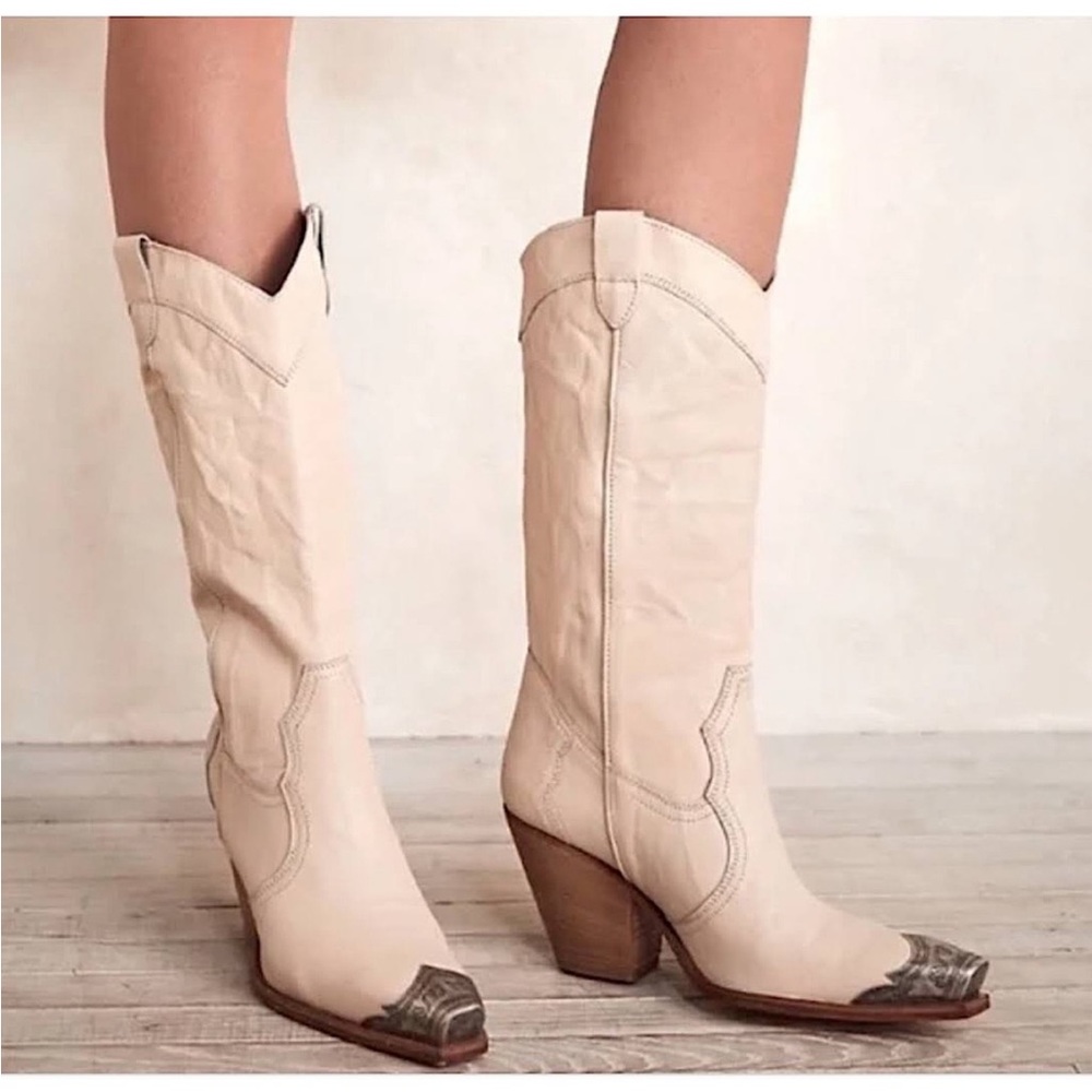 Free People Brayden Tall Leather Boots Size 37 or 7 NEW